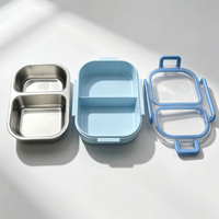 Lonchera Térmica de Acero Inoxidable con 3 Compartimentos a Prueba de Fugas, Tipo Bento, para Adultos/Oficina