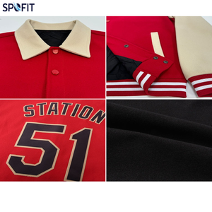SPOFIT Custom Long Two Tone Polyester Varsity Baseball Letterman <b>Jacket</b> Front Personalized Name Number Logo Wholesale OEM - Product Image 6