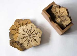 Wholesale FAIZA CRAFT Modern Design Eco-Friendly Handmade Wooden <b>Square</b> Coasters <b>Set</b> for Home Use - Product Image 4