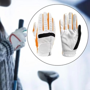 ถุงมือกอล์ฟหนังแท้สีขาวสีส้มระบายอากาศได้ดีสำหรับทุกเพศ - Product Image 2