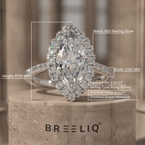 14K White Gold Marquise Cut Halo Diamond Engagement <b>Ring</b> Slim Pave Band Bridal <b>Statement</b> <b>Ring</b> 2CT Center Fine Jewelry - Product Image 4