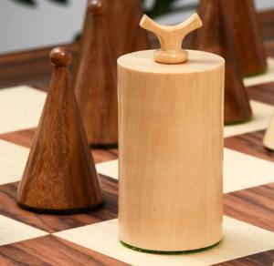 Pions d'échecs Art Déco de luxe lestés, 3,8 cm de hauteur, en bois de Sheesham et de buis naturel, au meilleur prix - Product Image 2