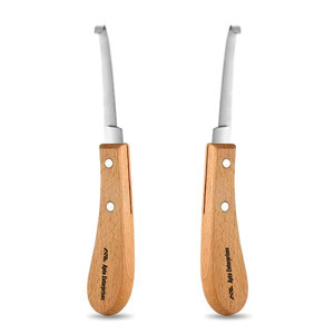 Juego de 2 cuchillos para pezuñas de 8.5 pulgadas, para zurdos y diestros, de acero inoxidable, con mangos de madera, para el cuidado de ganado, ovejas y caballos - Product Image 1