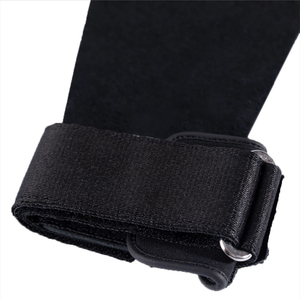 Heavy Duty Black Carbon Leather Three Holes Cross-fit Adjustable <b>Hand</b> Grips Weightlifting Body Building Workout Comfortable <b>Hand</b> - Product Image 2
