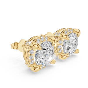 Rose Gold 18k Gold Plated Moissanite <b>Stud</b> <b>Earrings</b> Round Brilliant Cut Claw Setting Flower Design Women's Wedding Jewelry Luxury - Product Image 6