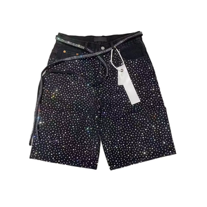 Shorts de Mezclilla Personalizados para Mujer, Cintura Alta, Diseño de Puntos con Lentejuelas, Lavado Desgastado, Estilo Casual de Verano - Product Image 2