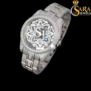 Lujoso reloj de acero inoxidable para hombre, tono rosa de alta calidad, VVS Moissanite, diamante, pantalla analógica de cristal para ropa de fiesta de Hip Hop - Product Image 3