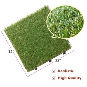 8 pz 12 \ "Lx12 \" W piastrelle quadrate in erba artificiale realistiche ad incastro sintetico di spessore per giardino prato all'aperto - Product Image 6