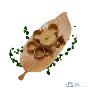[MEJOR CALIFICADO] |   Bandeja de madera con forma de hoja, plato de madera para servir queso, frutas, aperitivos y alimentos, de Vietnam. - Product Image 1