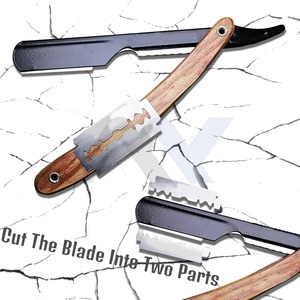 Navaja de Afeitar Profesional con Bloqueo Deslizante, Mango de Madera, Acero Inoxidable, Herramienta Manual para Afeitar la Cara, Uso en Salón y Hogar - Product Image 2