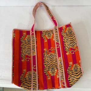 Sac fourre-tout matelassé à imprimé tigre avec fermeture éclair, sac à main pour femme, grande capacité, sac de voyage et de shopping - Product Image 3