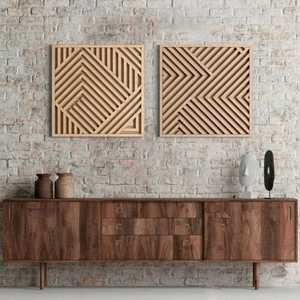 Panneau mural en bois géométrique moderne, décoration murale en bois artisanale pour salon, chambre et décoration intérieure - Product Image 1