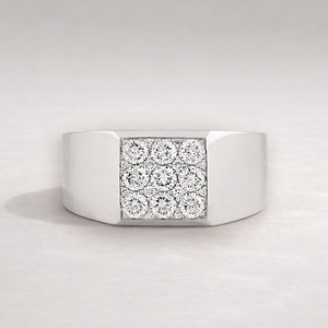 Cluster Round Brilliant Cut Moissanite Diamond Engagement <b>Ring</b> Hip Hop Style Statement <b>Ring</b> 925 Sterling Silver Jewelry <b>for</b> <b>Men</b> - Product Image 1