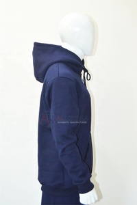 เสื้อฮู้ดดี้โอเวอร์ไซส์สีกรมท่าเข้มสำหรับผู้ชาย ผ้าฟลีซหนานุ่ม ซิปยาว ทรงปกติ ปักโลโก้ มีกระเป๋าหน้า ผลิตตามสั่ง ผ้าฝ้าย 100% - Product Image 2