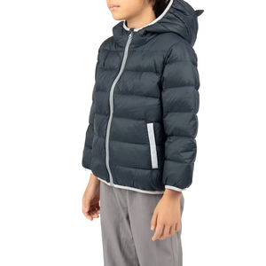 Veste matelassée unisexe bleu foncé, fermeture éclair, coupe-vent, légère, manteau d'hiver décontracté, couleur unie, coupe régulière, col montant - Product Image 2