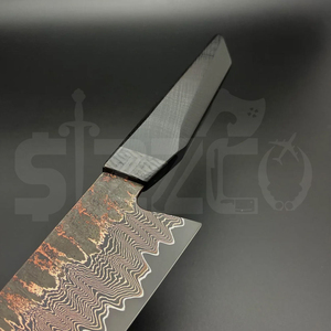 OEM Custom Copper Carbon Steel Santoku Kitchen Slicing Knife Handmade <b>BBQ</b> Meat Carving Chef Knife Wood Handle Ideal Gift - Product Image 5
