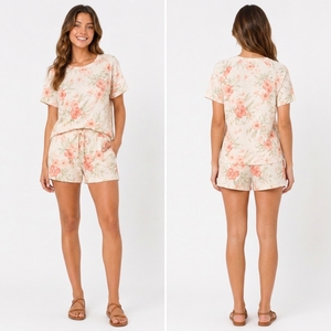 Conjunto casual corto para mujer que ofrece comodidad transpirable, construcción ligera y calidad premium para vacaciones en casa. - Product Image 6