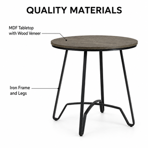 Table à manger moderne en bois avec plateau en bois, pieds en métal noir, diamètre de 36 pouces, design minimaliste, durable, table de salon pour 2 personnes - Product Image 2