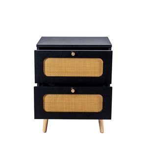 Comodino in Rattan Fatto a Mano con 2 Cassetti per Camera da Letto o Soggiorno, Tavolino Laterale con Cassetti Decorativi - Product Image 4