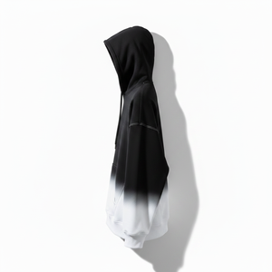 Sweat à capuche oversize personnalisé dégradé pour homme, en coton épais, ombré noir et blanc, pull streetwear unisexe en molleton - Product Image 3