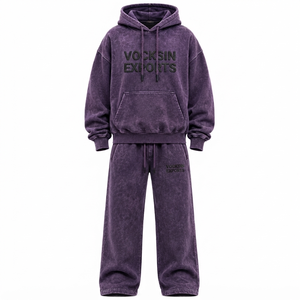 Conjunto Deportivo VocksIn Exports, Sudadera Oversize con Lavado Ácido Morado y Pantalones Anchos, Unisex, Casual, Otoño, con Cordón Ajustable - Product Image 1