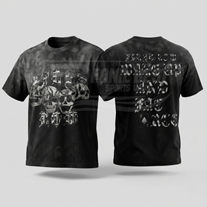 T-shirt décontracté pour homme, col rond, manches courtes, motif crâne, style punk, coupe classique, logo sur le devant, tissu jersey polyester/coton - Product Image 2
