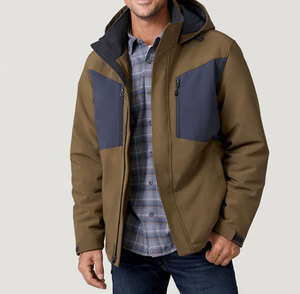 Veste unisexe épaisse en toile unie à capuche avec fermeture éclair, imperméable, coupe-vent, décontractée, pour l'hiver, en polyester - Product Image 6