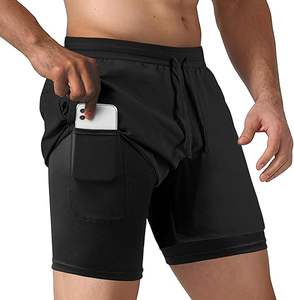 Men's Gym Fitness Breathable <b>Drawstring</b> Elastic 2 in 1 Double Layer Mesh Shorts with Pockets Jogger Custom Logo Shorts - Product Image 5