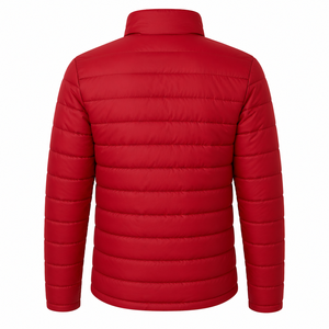Men's Red Puffer Jacket Stand Collar Zipper Closure Windproof Casual Winter <b>Coat</b> Polyester Wadding Regular Fit - Product Image 4