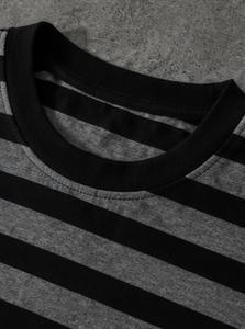 เสื้อเชิ้ตลำลองผ้าฝ้ายลายทางสำหรับผู้ชาย แขนสั้น ปกพับได้ - Product Image 3