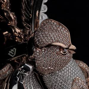 Nouveau style de bijoux de luxe : Pendentif personnalisé en moissanite, collier chaîne cubaine entièrement pavé de pierres, pendentif aigle bicolore en argent S925 - Product Image 4