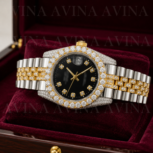 Iced Dial Mechanical Luxury Fashion Hip-Hop Stainless Steel Moissanite Bracelet 20mm Band Analog <b>Case</b> Bar Scale Date Display - Product Image 5