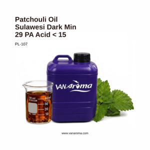 Huile d'aromathérapie au parfum frais de patchouli, Sulawesi Dark Min 29 PA Acid < 15 (PL-107) Van Aroma - Product Image 1