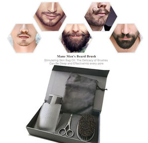 Kit de soin et de toilettage de la barbe, brosse à barbe, peignes en bois et brosse, ciseaux à moustache, coffret cadeau pour hommes - Product Image 1
