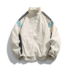 High Quality Custom Logo <b>Men's</b> Lightweight Outdoor Coat Color Patchwork Striped Casual Elastic Bands <b>Running</b> Windbreaker <b>Jackets</b> - Product Image 1