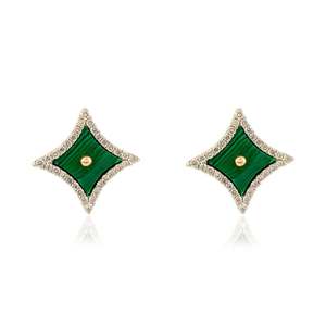 18K White Gold Ruby and Sapphire Stud Earrings with Sparkle Geometric Design - Product Image 3