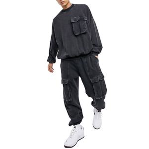 OEM Sweats à capuche en coton polaire de haute qualité Pantalons de survêtement délavés à l'acide Survêtements décontractés pour hommes Pantalons épais vierges pour l'hiver 2026 - Product Image 1