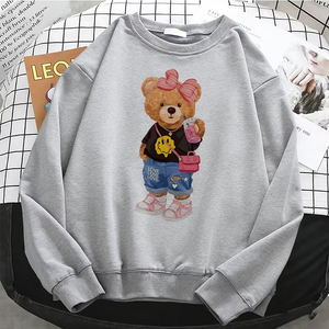 Sudadera con capucha profesional para mujer, estilo gráfico Y2K, gótica, con diseño de oso, básica, cálida, de forro polar, suave, a la moda, con cuello redondo, personalizable con logotipo. - Product Image 4