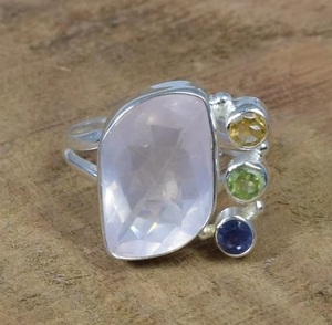 Natural Pink Rose Quartz 925 Sterling <b>Silver</b> Bohemian Christian Bezel <b>Set</b> Gemstone <b>Ring</b> for Women-Birthday Wedding Anniversary - Product Image 6