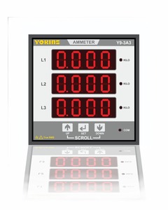 Amperímetro Digital Trifásico Yokins Y9-3A3 True RMS, Selección de CT de 1A, 5A y 10A, Visualización Directa de 3 Líneas, 96x96mm - Product Image 1