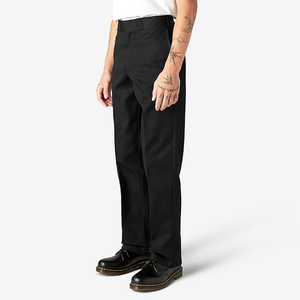Pantalones Casuales de Pierna Recta para Hombre, Negros, Cintura Media, Antiarrugas, de Poliéster, Estilo Otoñal, Cierre con Botones - Product Image 6