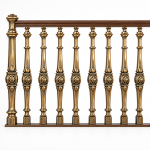 Rampe d'escalier en métal décoratif bronze antique avec balustres floraux pour villas de luxe, hôtels et intérieurs classiques - Product Image 2