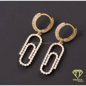 Wholesale 925 <b>Sterling</b> <b>Silver</b> Moissanite Diamond Paperclip Dangle <b>Hoop</b> <b>Earrings</b> For Jewelry Retailers And Resellers - Product Image 6