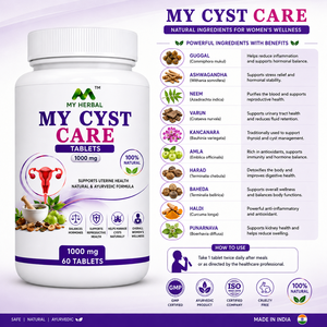 Cápsulas de Hierbas Naturales Silvestres MY CYST CARE 1000mg, Apoyo Ayurvédico para la Salud Reproductiva Femenina, Equilibrio Hormonal, Bienestar Ovárico - Product Image 6