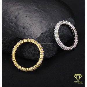 Anillo de eternidad con diamantes cultivados en laboratorio, corte redondo deslumbrante, VVS, plata de ley 925, anillo completo con piedras, joyería nupcial de lujo para mujer - Product Image 3