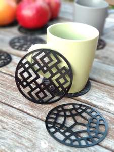 Premium Design Brass Coaster Stainless Steel Coaster Place Mats <b>Dining</b> Mats Metal Engraving Coaster at factory wholesale price - Product Image 3