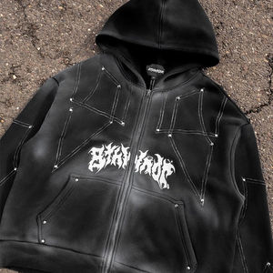 Conjunto Deportivo de Felpa con Efecto Desgastado, Sudadera con Capucha y Pantalones Deportivos Anchos para Unisex - Product Image 5