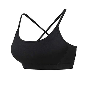 เสื้อชั้นในกีฬาสีดำแบบไขว้หลัง ซัพพอร์ตสูง ทรงครอปท็อป สำหรับโยคะ ฟิตเนส ออกกำลังกาย ซิปด้านหน้า สายปรับได้ กันกระแทก - Product Image 1