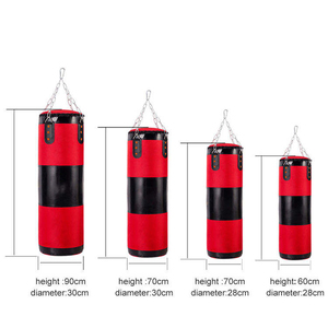 Red and Black PU <b>Boxing</b> Training <b>Bag</b> with Chain Suspension for Adult Punching Practice - Product Image 4