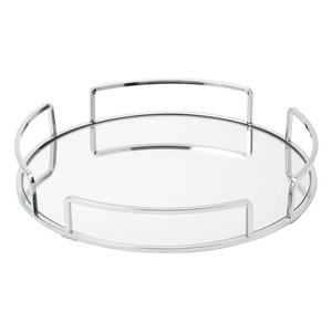 Round Metal Storage Tray With Polished Finish Minimalist Design For <b>Table</b> <b>Top</b> Organization - Product Image 3
